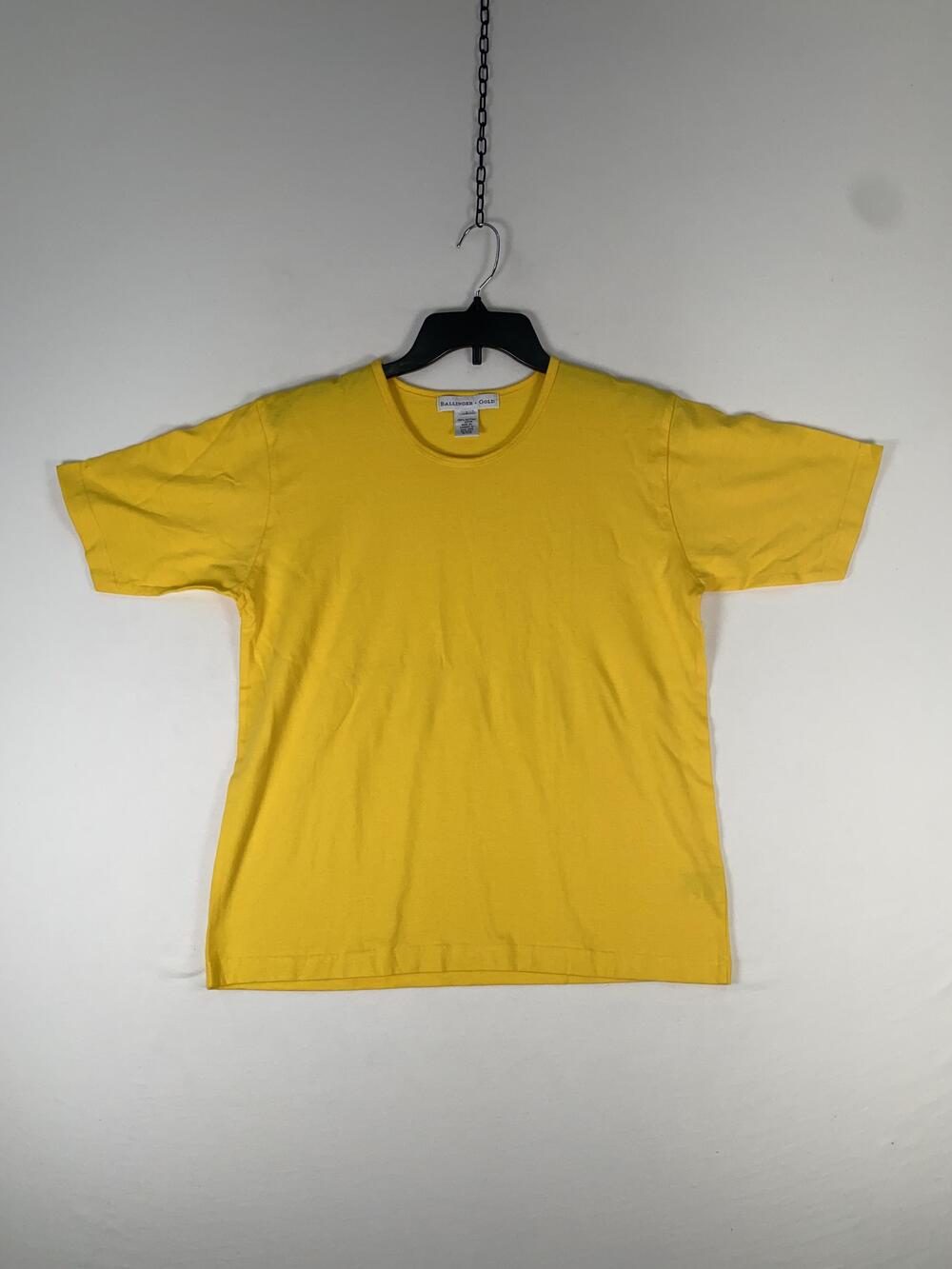 Ballinger Gold Shirt Mens Large Yellow 100% Cotton Solid Crewneck T-Shirt
